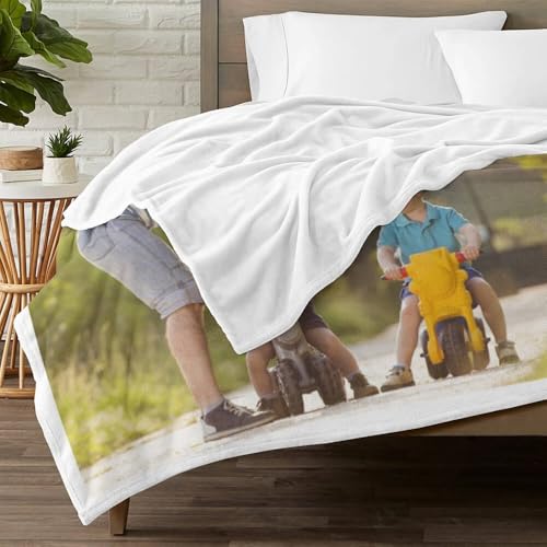 inkArts Personalized Blanket, Custom Blanket with Photo, Customized Picture Blankets, Custom Photo Blankets, Personalized Fathers Day Blanket Gifts for Dad Baby Kid Family - color: 2 Photos-2