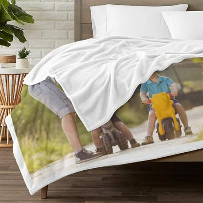 inkArts Personalized Blanket, Custom Blanket with Photo, Customized Picture Blankets, Custom Photo Blankets, Personalized Fathers Day Blanket Gifts for Dad Baby Kid Family - color: 2 Photos-2