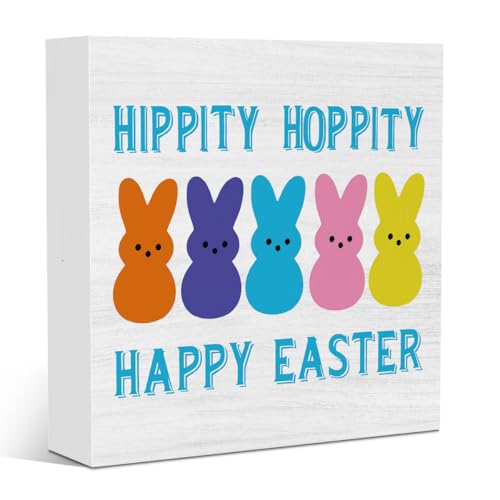Funny Easter Peeps Decorations for Home Easter Sign Bunny Decorations for Office Home Farmhouse Kitchen Bedroom Coffee Bar Desk Table Decor 5 X 5 Inches - color: Easter3