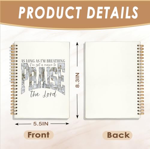 Bible Journal Notebook, Christian Gifts for Women - color: As Long as Im Breathing-white