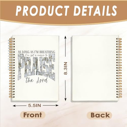 Bible Journal Notebook, Christian Gifts for Women - color: As Long as Im Breathing-white