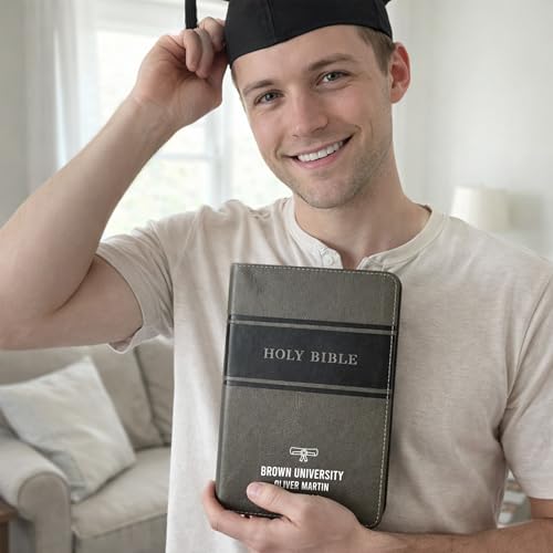 Personalized KJV Bible, Custom Name, School Name, Class of 2026 Design, King James Version, Red Letter, Deluxe Gift Edition, High School or Collage Graduate, Graduation Gift, Gray - color: Kjv Gray Deluxe, size: King James Version