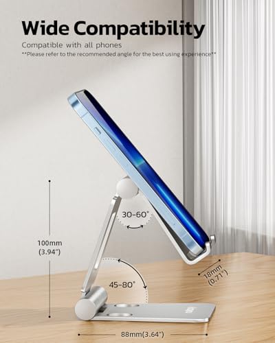 Nulaxy 2 Pack Aluminum Dual Folding Cell Phone Stanr for Desk, Silver - color: E-Silver