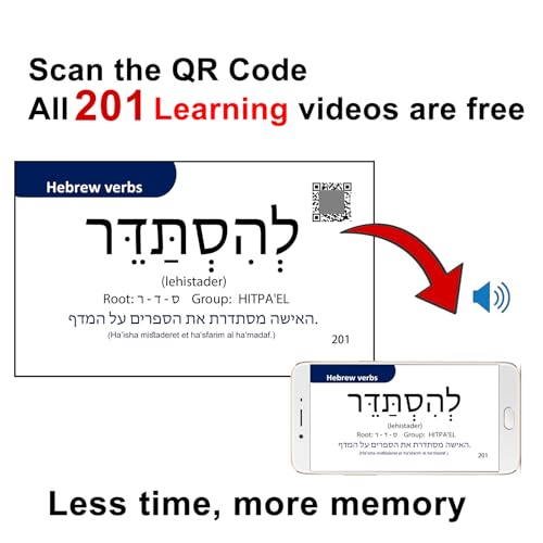 201 Basic Hebrew Verbs Flash Cards - Biblical Educational Jewish Language Learning Flashcards