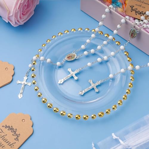 48 Pcs Silver Virgen Guadalupe Scented Rosary Baptism First Communion Party - color: 48pcs Silver