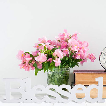 Blulu Blessed Letter Table Sign Wooden Blessed Standing Sign,White - color: White