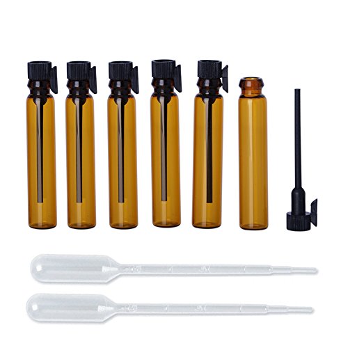 Amber Glass Mini Perfume Sample Bottle 100 Pcs Vials Refillable Empty Travel Cosmetic Liquid Oil Fragrance Packing Bottles Container Tubes (2ml)