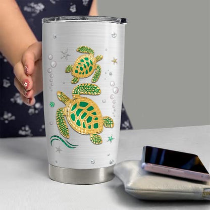 SANDJEST Personalized Sea Turtle Tumbler Jewelry Drawing Turtle 20oz 30oz Tumblers with Lid Gift for Daughter Women Sister Best Friend Christmas Birthday - color: Sea Turtles