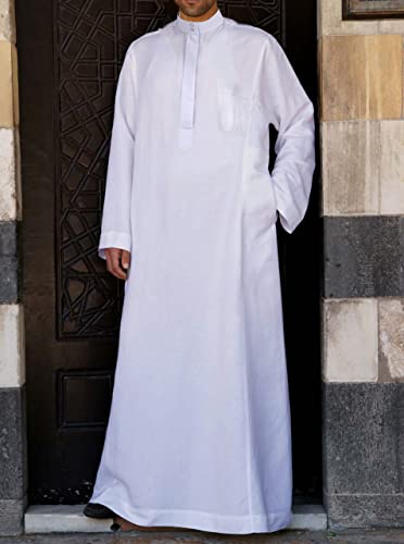 HOMELEX Men's Thobe Kaftan Arab Robe - color: White, size: Large