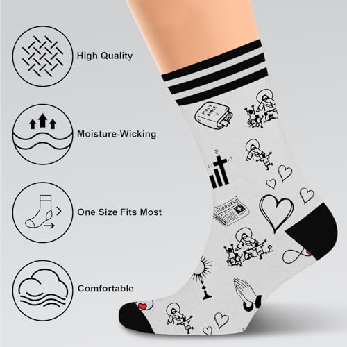 Christian Gifts, Religious Gifts for Men, Bible Verse Pastor Gift, Easter Inspirational Baptism faith Gift, Encouragement Birthday Presents, Christian Jesus Socks