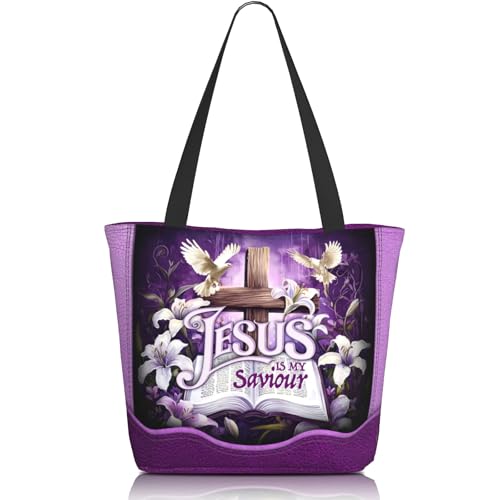 Tote Bag For Women, Tote Bag With Zipper Large Shoulder Bag For Women Travel, Work, Office, College, Nursing - color: Jesus