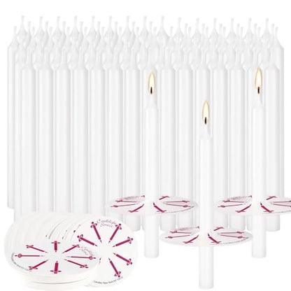200 Pack 4 Inch White Church Taper Candles with Drip Protectors - color: white-4"200pcs