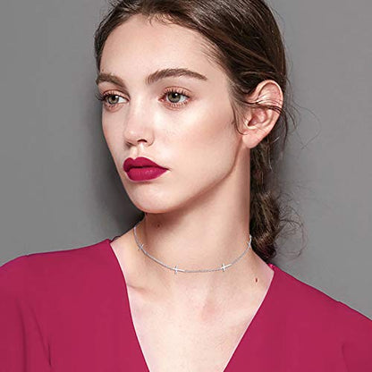 DAOCHONG Women S925 Sterling Silver Disc Statement Choker Necklace - style: Cross 2