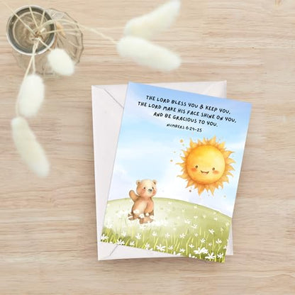 Baptism Card Religious Christian Bible Quote, Christening, First Communion, Confirmation, or Wedding Card | Prayer & Inspirational Card, Blank Inside, Thoughtful Gift by Aly Lou (The Lord Bless You & Keep You ... Numbers 6:24-25) - color: The Lord Bless Y