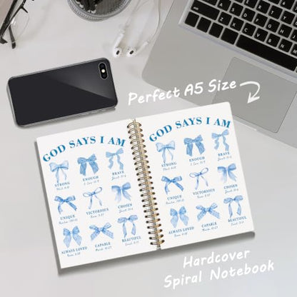Christian Blue Bow Notebook Bible Journal for Women Teen Girl - color: Christian Blue Bow -(A5)