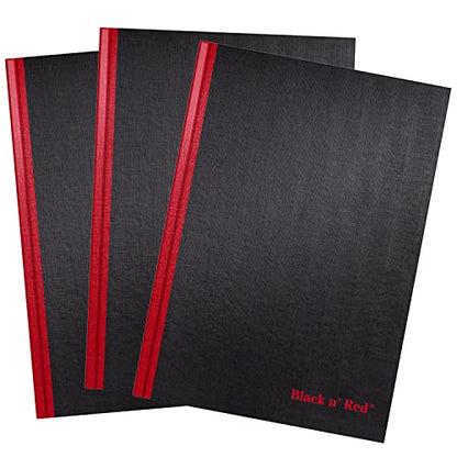 Black n' Red Notebooks, Business Journals, 3 Pack, 11-3/4" x 8-1/4", 96 Sheets, Ruled, Optik Paper, Hardcover, Casebound, Black (400123487) - size: 3 Pack, style: Large