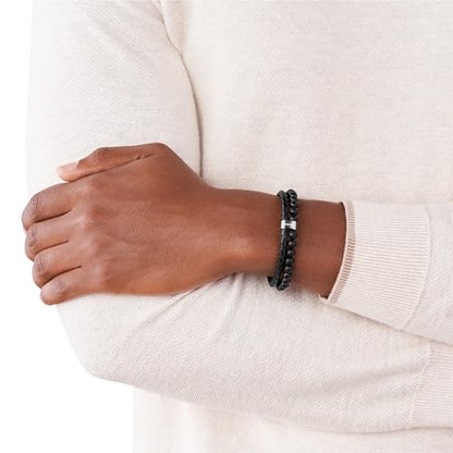 Fossil Men's Beaded Bracelet - color: Black