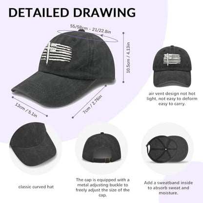 Christian Hats for Men Cross America Flag Washed Baseball Cap