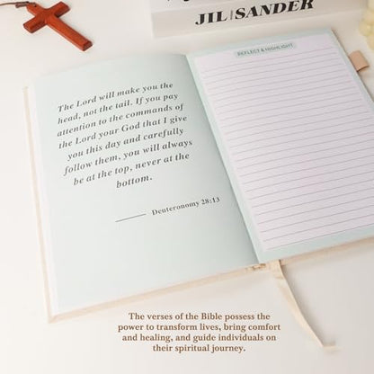 Prayer Journal for Woman - 60 Weeks Bible Journal with Prompts, Verse - color: Beige