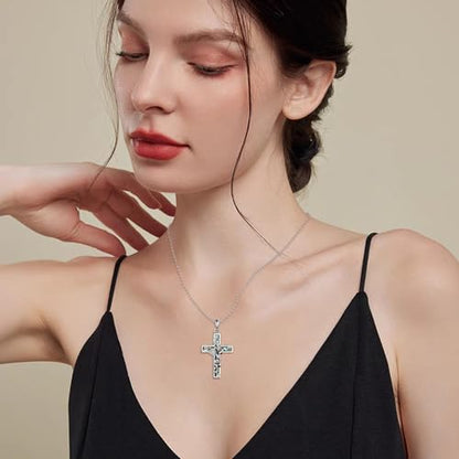 YFN Cross Necklace Sterling Silver Religious Cross Pendant Jewelry Christian Gifts for Women Men - style: F. Panda