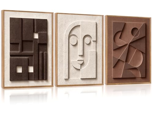 CHDITB 3D Textured Abstract Face Relief Wall Art Neutral Geometric Painting - color: 3d Geometric