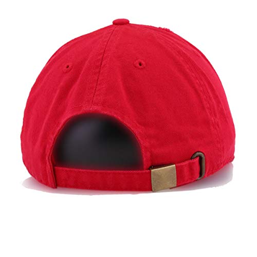 Faith with Cross Vintage Baseball Cap Embroidered Cotton Adjustable Distressed Dad Hat - color: Red