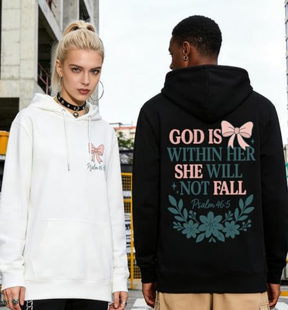 God Is Within Her She Will Not Fall Hoodie Christian Bible Shirt Coquette Christian Jesus Sweatshirts Women