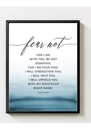 Isaiah 41:10 Fear Not Bible Verse Wall Art, Christian Bible Verse Prints, Blue Watercolor Design, Religious Home Decor, Inspirational Poster - 11x14 Poster Print - UNFRAMED