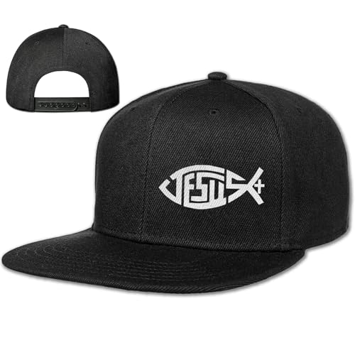 Snapback Hat for Men Baseball Hats for Men Skeleton Skull Hat - color: Jesus Fish