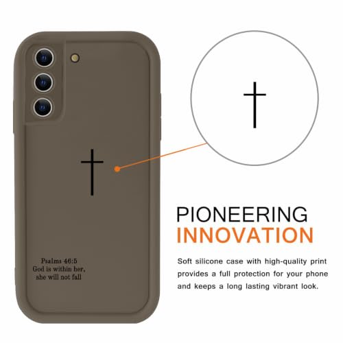 Jesus Phone Case for Samsung Galaxy S21 FE（5G）, Aesthetic Christian Bible Verse Cross Pattern, Trendy Design for Women Girls Men, Shockproof Soft Silicone Cover for Samsung S21 FE 6.4", Brown - color: Brown, size: Samsung Galaxy S21 FE（5G）