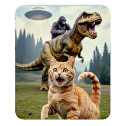 Mousepad Funny Cat Gorilla Riding Dinosaur with UFO Alien Scene Hilarious Animal Mashup Unique Fantasy Humor Desk Accessory Cool Sci Fi Style Computer Mouse pad Novelty Gaming Mouse Mat Creative - color: Riding Dinosaur