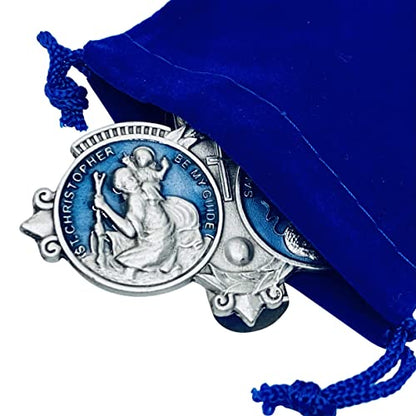 St Christopher and St Michael Blue Visor Clip
