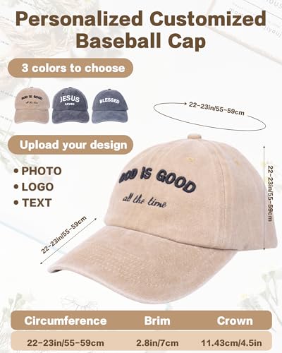 Christian Jesus Hats for Men, Adjustable Denim Cotton Faith Blessed Baseball Cap for Women - color: Khaki-god is Good