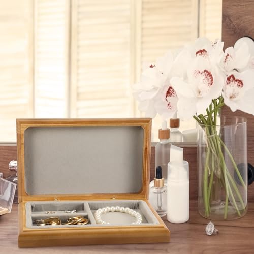 Threehoney First Communion Valet Box Wooden Jewelry Box with Felt Lining 7.5 x 4.7 x 1.6 Inch Personalized First Holy Communion Gifts for Religious Keepsakes and Rosary Beads Storage