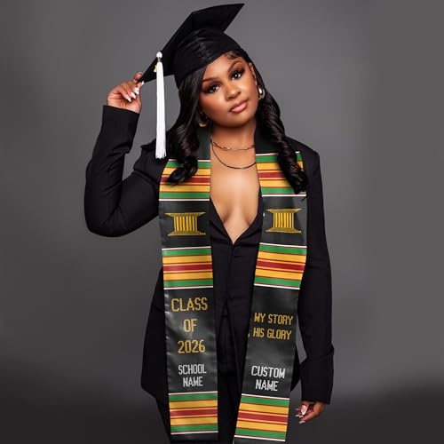 MDPrints Global Kente Graduation Sash 2026, Black Girl Magic Graduation Sash 2026, Class of 2026 Graduation Gift - color: Qh121 Q6