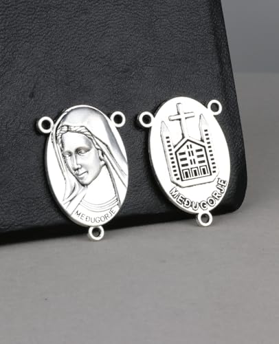 COTTVOTT St Benedict,Our Lady of Guadalupe Medal for DIY Jewelry Making,Virgin Mary Christ Jesus Rosary Center Connection Part - color: 10pcs-Medugorje Medal