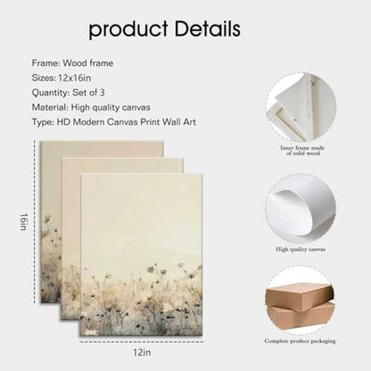 QKYKISS 3Pcs Jesus Wall Art Nature Wildflowers Cross Canvas Poster Religious Pastoral Scenery Picture Rustic Meadow Mural Country Flowers Art Print Living Room Bedroom Office With wooden frame12x16in - color: Religious Cross, size: 12x16 Inches