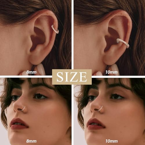 Conch Hoop Earring Conch Piercing Jewelry Cross Nose Ring Earlobe Earring - color: Rose Gold, size: 16G 10mm