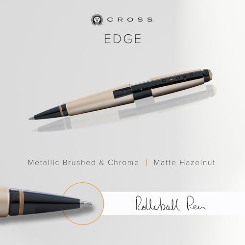 Cross Edge Matte Hazelnut Gel Rollerball Pen, Medium Point, Black Ink - color: Matte Hazelnut