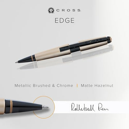 Cross Edge Matte Hazelnut Gel Rollerball Pen, Medium Point, Black Ink - color: Matte Hazelnut