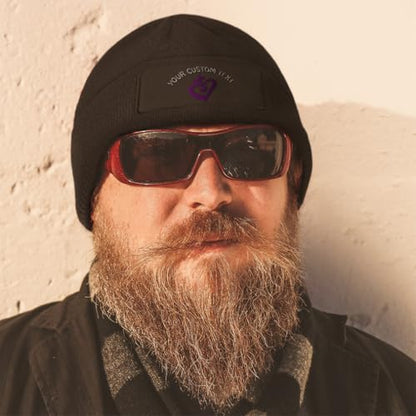 Patch Beanie Purple Heart Christian Cross God Christ Skull Cap Hats for Men & Women Winter One Size - color: Black Personalized Text Here