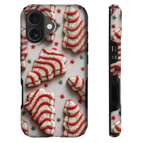 Compatible with iPhone 16 Plus Case,Wireless Charging Compatible,Patented 2‑in‑1 Dual‑Layer Protection, Hot Transfer Print Hard Shell Cover - Christmas Dim Sum Biscuits - color: Christmas Dim sum biscuits, size: iPhone 16 Plus