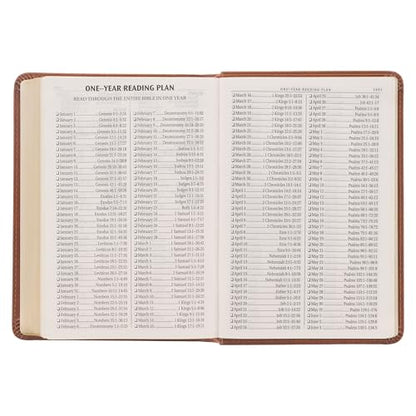 KJV Holy Bible, Compact Large Print Faux Leather Red Letter Edition - Ribbon Marker, King James Version, Saddle Tan