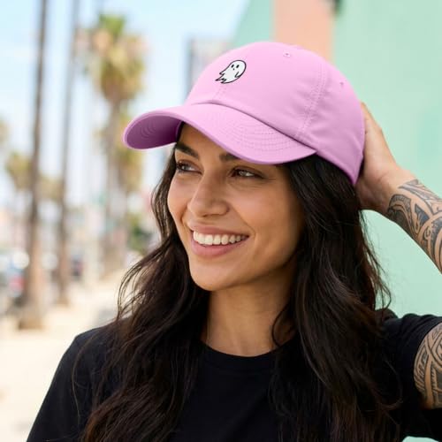 DALIX Ghost Embroidered Mens Womens Cotton Dad Hat Baseball Cap Adjustable - color: Light Pink