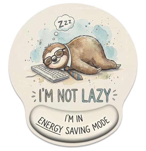 Britimes Ergonomic Mouse Pad with Wrist Support, Sloth Kawaii - color: Beige Kawaii Sloth