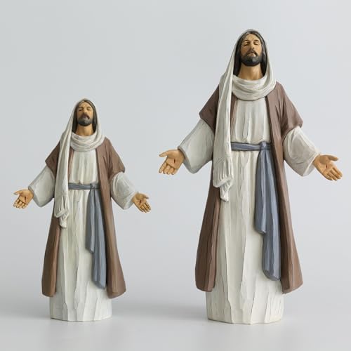 Jesus Christ Statue with Open Arms, Hand Painted Saint Statue Religious Modern Home Decor, Christian Jesus Figurines Religious Gift 12in - size: 12inch