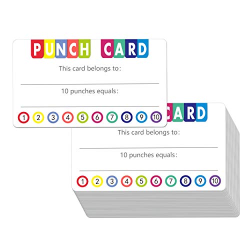 102 PCS Punch Cards Incentive Loyalty Reward Card for Classroom Business (3.5" x 2") - color: White Classic, size: Without hole puncher