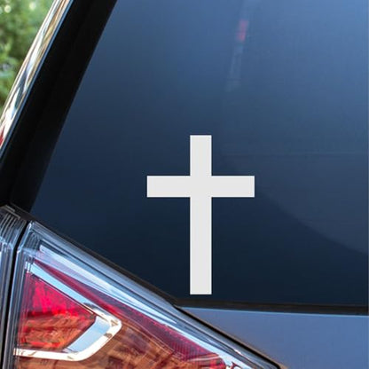 Sunset Graphics & Decals Christian Cross Decal Vinyl Car Sticker | Cars Trucks Vans Walls Laptop | White | 5.5 inches | SGD000336