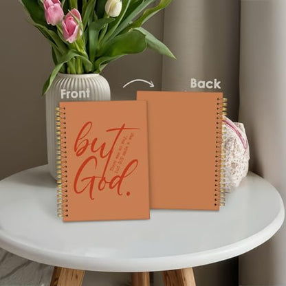 Wheatwin Bible Notebook, But God Christian Notebook Journal, Christian Gifts for Men Women, Inspirational Christian Hardcover Spiral Notebook 5.5x8.3 - Orange - color: But god - Orange