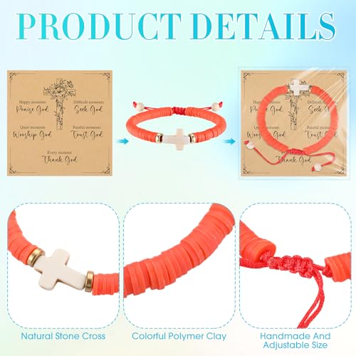 Liliaafar 20 Sets Cross Bracelets Bulk for Kids Teens Adjustable Christian Friendship Bracelets for VBS Sunday School Gifts - color: Pastel Colors